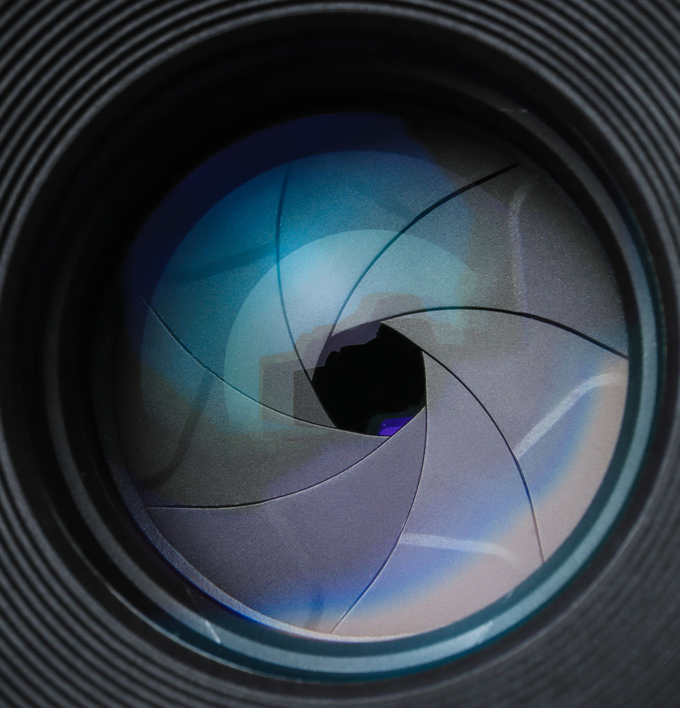 close up of video camera lens